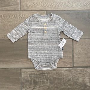 Baby Gap Long Sleeve Henley Bodysuit Gray 0-3 Months